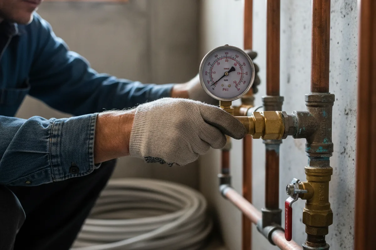 Pressure testing a repaired line during Water Line Repair in Barnes City